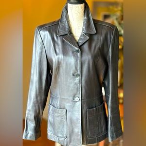 Kenneth Cole Leather Vintage Blazer - Women’s - Black Medium - Minor Lining Wear